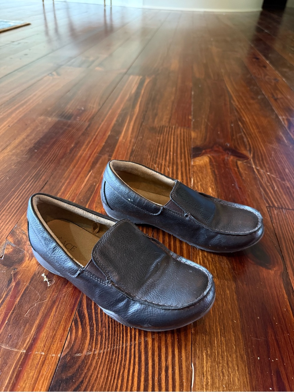 Place kids Brown Leather Slip-On Loafers